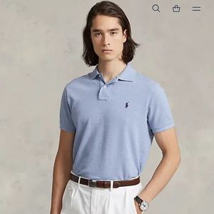 Polo Ralph Lauren slim fit Large light blue polo shirt